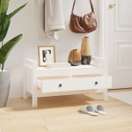 vidaXL Bancă de hol, alb, 80x40x43 cm, lemn masiv de pin vidaXL Bancă de hol, alb, 80x40x43 cm, lemn masiv de pin