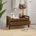 vidaXL Bancă de hol, maro miere, 80x40x43 cm, lemn masiv pin vidaXL Bancă de hol, maro miere, 80x40x43 cm, lemn masiv pin