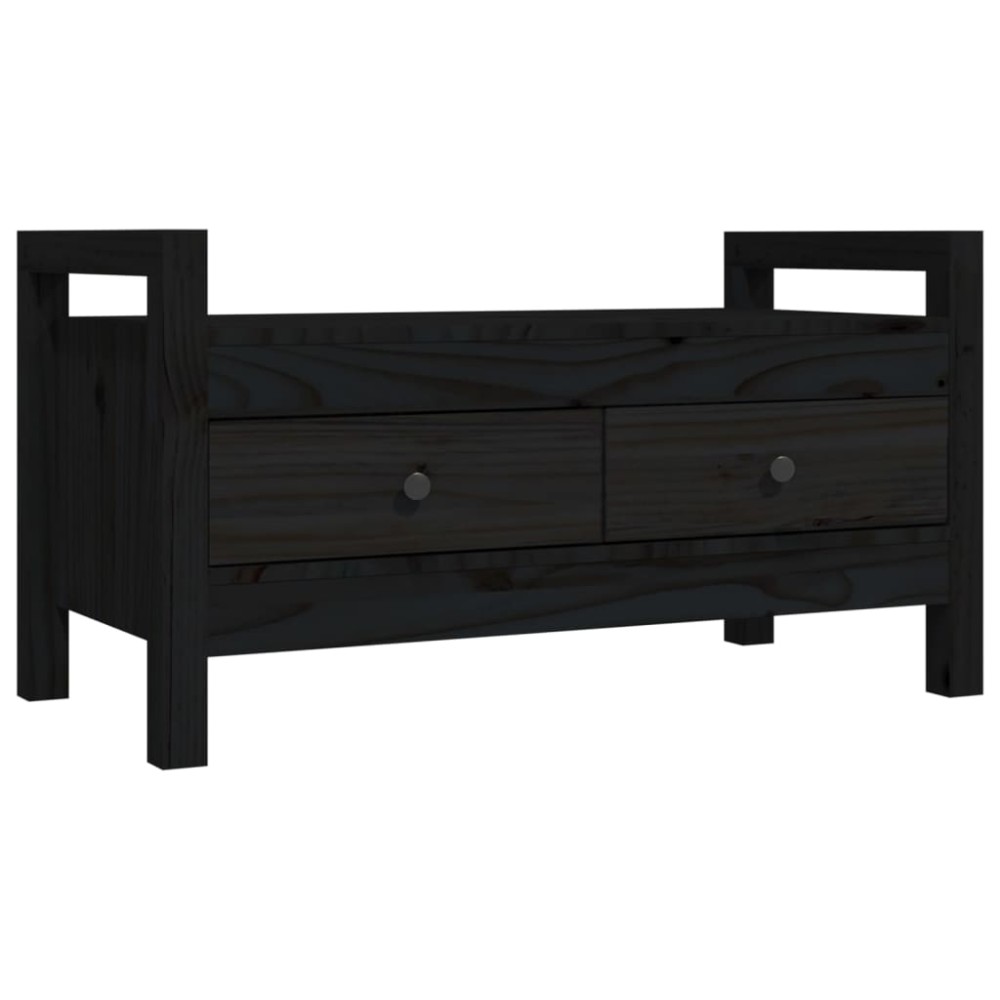 vidaXL Bancă de hol, negru, 80x40x43 cm, lemn masiv pin