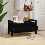 vidaXL Bancă de hol, negru, 80x40x43 cm, lemn masiv pin vidaXL Bancă de hol, negru, 80x40x43 cm, lemn masiv pin