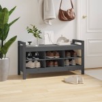 vidaXL Bancă de hol, gri, 110x40x60 cm, lemn masiv de pin vidaXL Bancă de hol, gri, 110x40x60 cm, lemn masiv de pin
