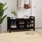 vidaXL Bancă de hol, negru, 110x40x60 cm, lemn masiv de pin
