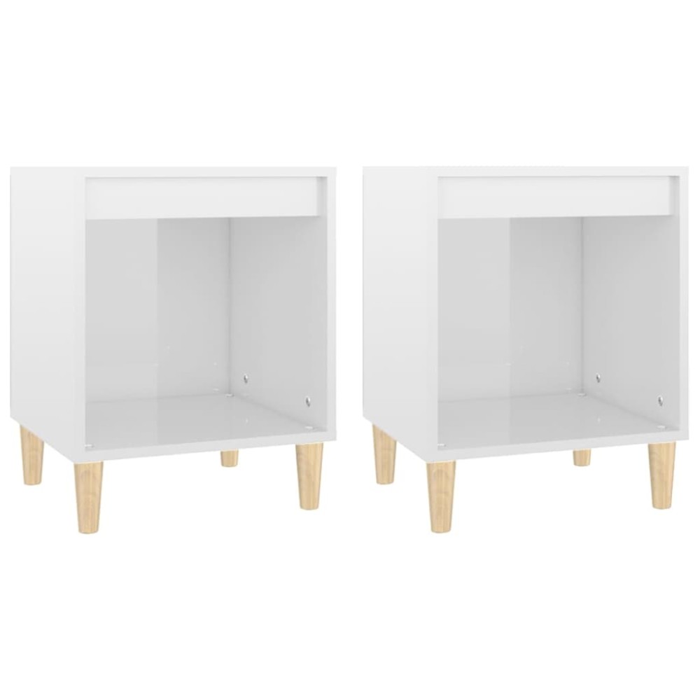 vidaXL Noptiere, 2 buc., alb extralucios, 40x35x50 cm