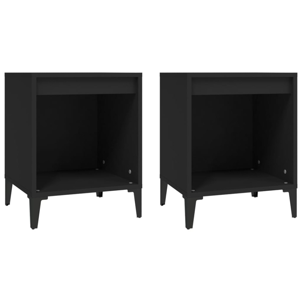 vidaXL Noptiere, 2 buc., negru, 40x35x50 cm