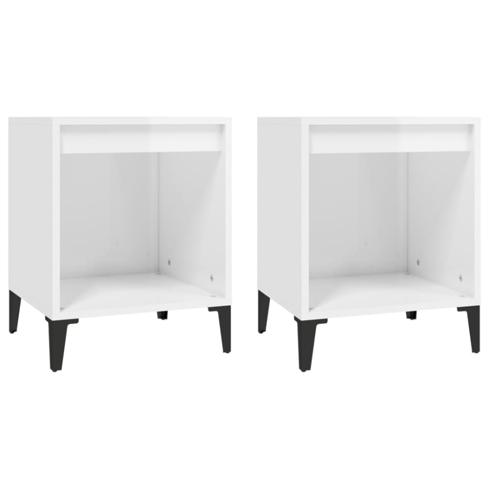 vidaXL Noptiere, 2 buc., alb extralucios, 40x35x50 cm