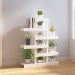 vidaXL Suport pentru plante, alb, 85x25x109,5 cm, lemn masiv de pin