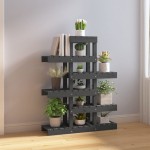 vidaXL Suport pentru plante, gri, 85x25x109,5 cm, lemn masiv de pin