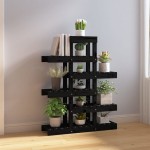 vidaXL Suport pentru plante, negru, 85x25x109,5 cm, lemn masiv de pin