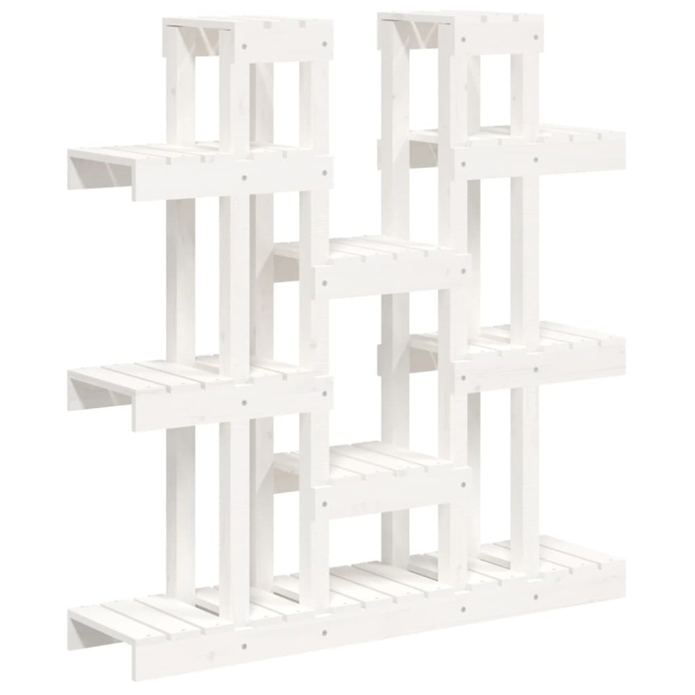 vidaXL Suport pentru plante, alb, 104,5x25x109,5 cm, lemn masiv pin