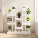 vidaXL Suport pentru plante, alb, 104,5x25x109,5 cm, lemn masiv pin vidaXL Suport pentru plante, alb, 104,5x25x109,5 cm, lemn masiv pin