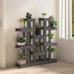 vidaXL Suport pentru plante, gri, 104,5x25x109,5 cm, lemn masiv pin