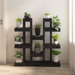 vidaXL Suport pentru plante, negru,104,5x25x109,5cm, lemn masiv de pin vidaXL Suport pentru plante, negru,104,5x25x109,5cm, lemn masiv de pin
