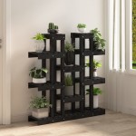 vidaXL Suport pentru plante, negru,104,5x25x109,5cm, lemn masiv de pin vidaXL Suport pentru plante, negru,104,5x25x109,5cm, lemn masiv de pin