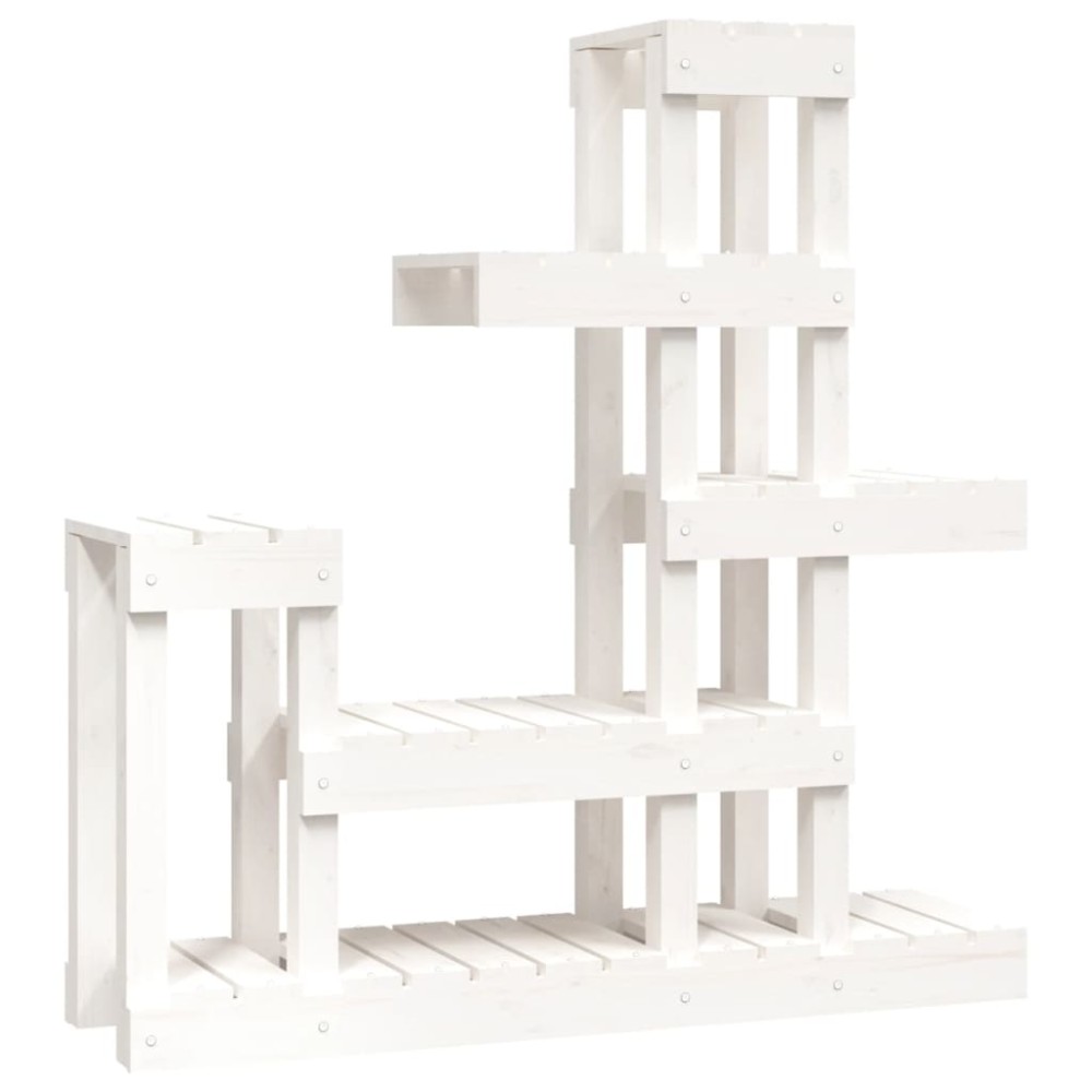vidaXL Suport pentru plante, alb,92x25x97 cm, lemn masiv de pin