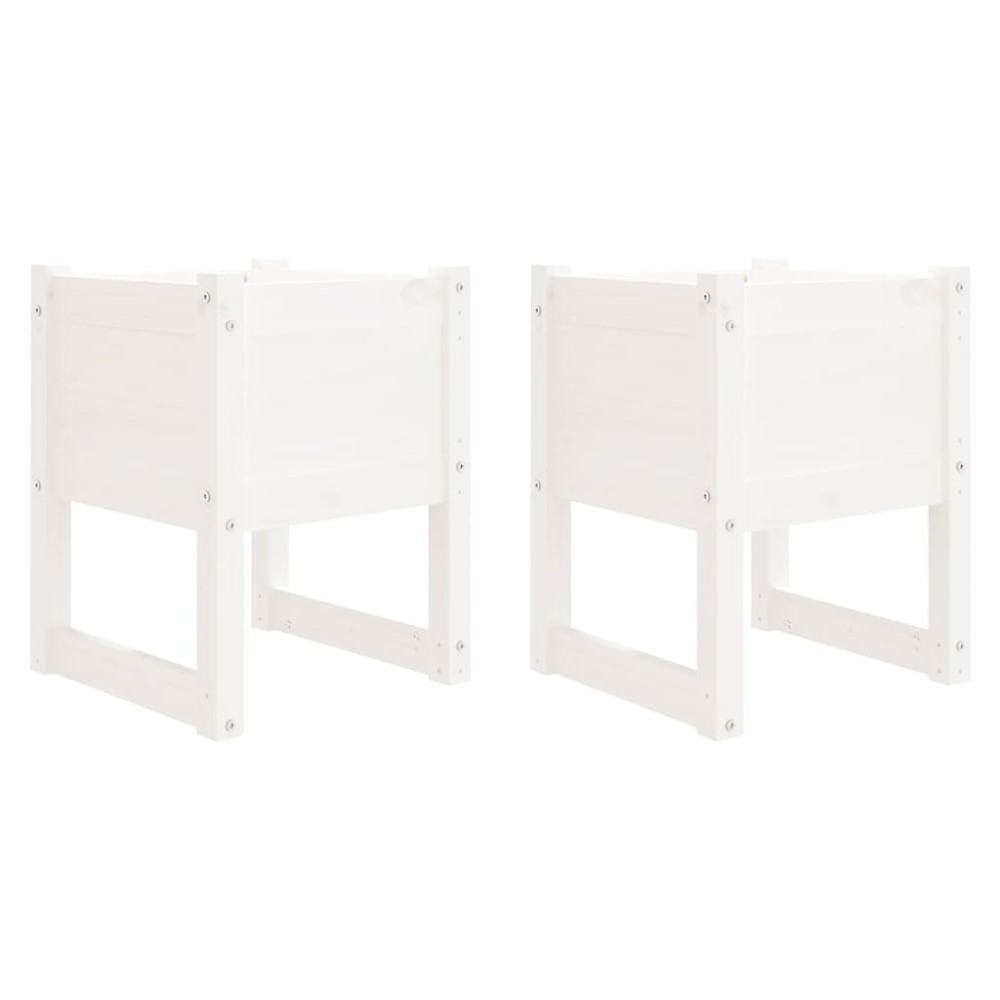 vidaXL Jardiniere, 2 buc., alb, 40x40x52,5 cm, lemn masiv de pin
