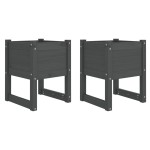 vidaXL Jardiniere, 2 buc., gri, 40x40x52,5 cm, lemn masiv de pin