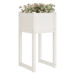 vidaXL Jardinieră, alb, 40x40x81 cm, lemn masiv de pin