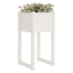 vidaXL Jardiniere, 2 buc., alb, 40x40x81 cm, lemn masiv de pin