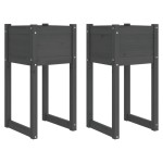 vidaXL Jardiniere, 2 buc., gri, 40x40x81 cm, lemn masiv de pin