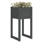 vidaXL Jardiniere, 2 buc., gri, 40x40x81 cm, lemn masiv de pin