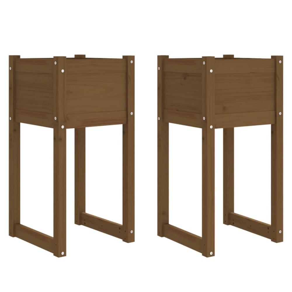vidaXL Jardiniere, 2 buc., maro miere, 40x40x81 cm, lemn masiv de pin