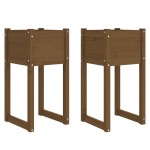 vidaXL Jardiniere, 2 buc., maro miere, 40x40x81 cm, lemn masiv de pin