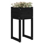 vidaXL Jardiniere, 2 buc., Negru, 40x40x52,5 cm, lemn masiv de pin