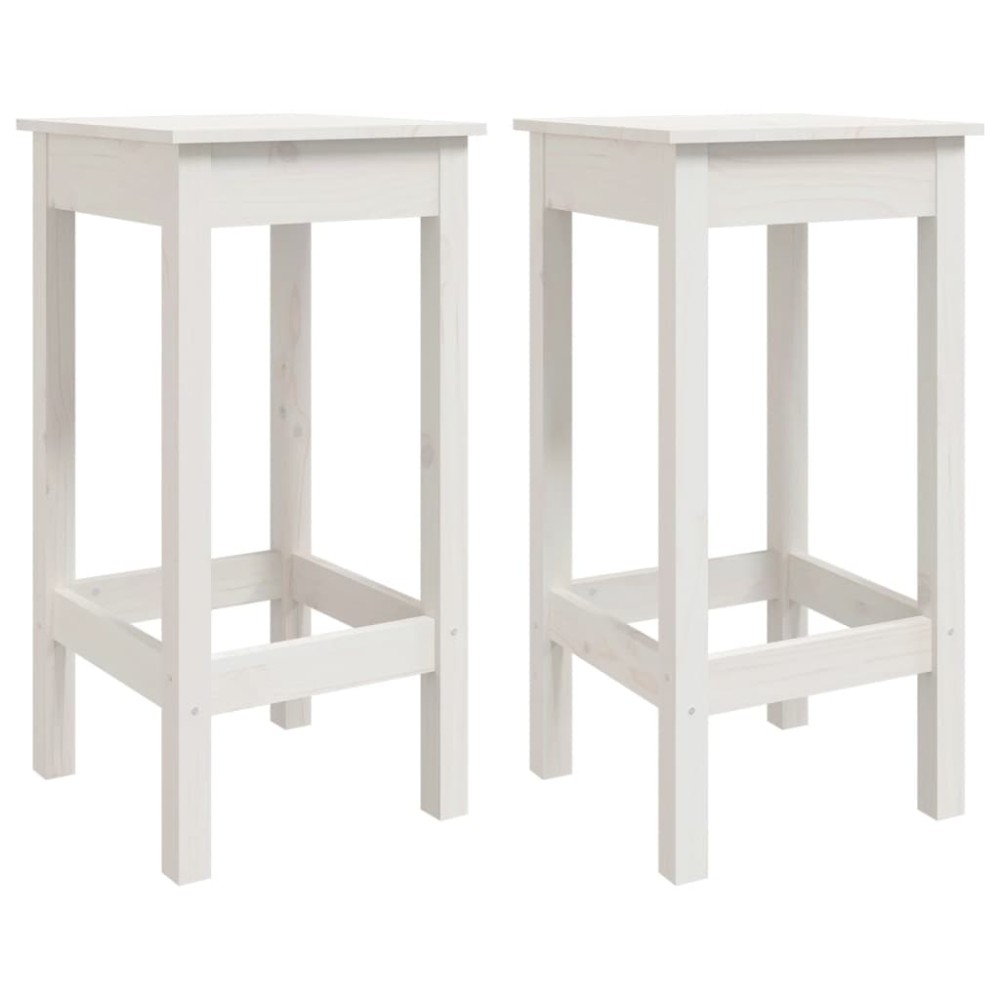 vidaXL Scaune de bar, 2 buc., alb, 40x40x78 cm, lemn masiv de pin