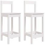 vidaXL Scaune de bar, 2 buc., alb,40x41,5x112 cm, lemn masiv de pin