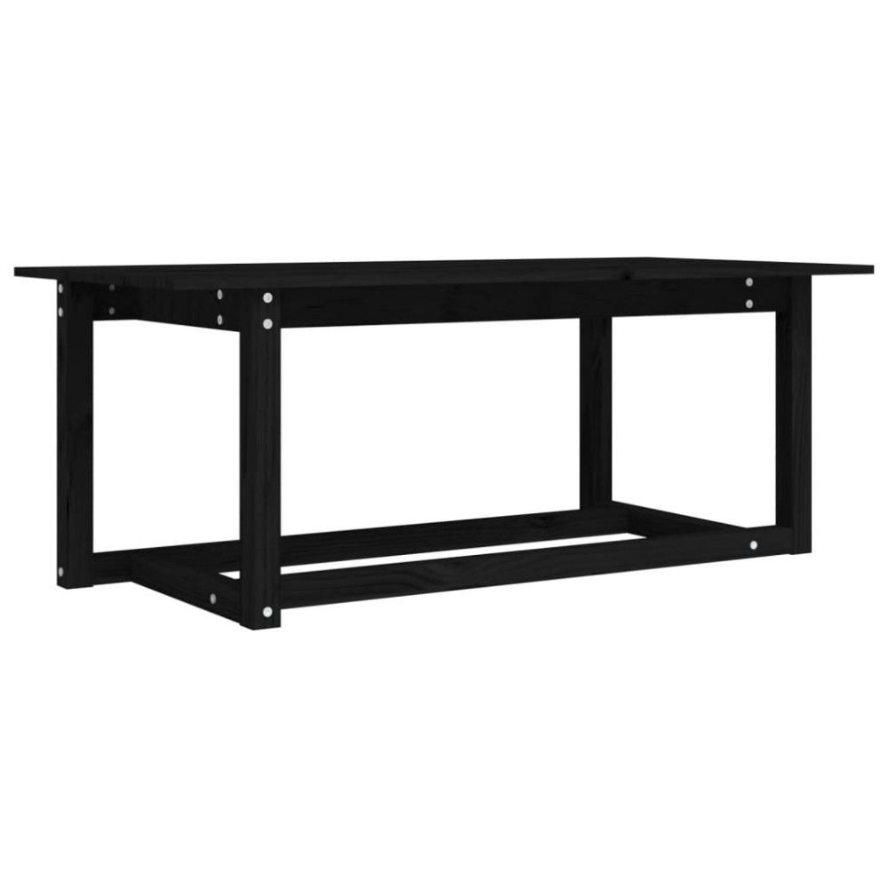 vidaXL Măsuță de cafea, negru, 110x55x45 cm, lemn masiv de pin