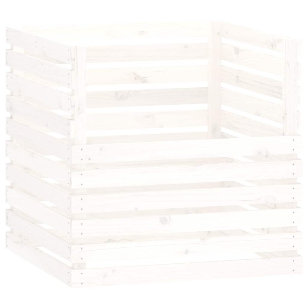 vidaXL Compostor, alb, 80x80x78 cm, lemn masiv de pin