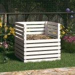 vidaXL Compostor, alb, 80x80x78 cm, lemn masiv de pin vidaXL Compostor, alb, 80x80x78 cm, lemn masiv de pin