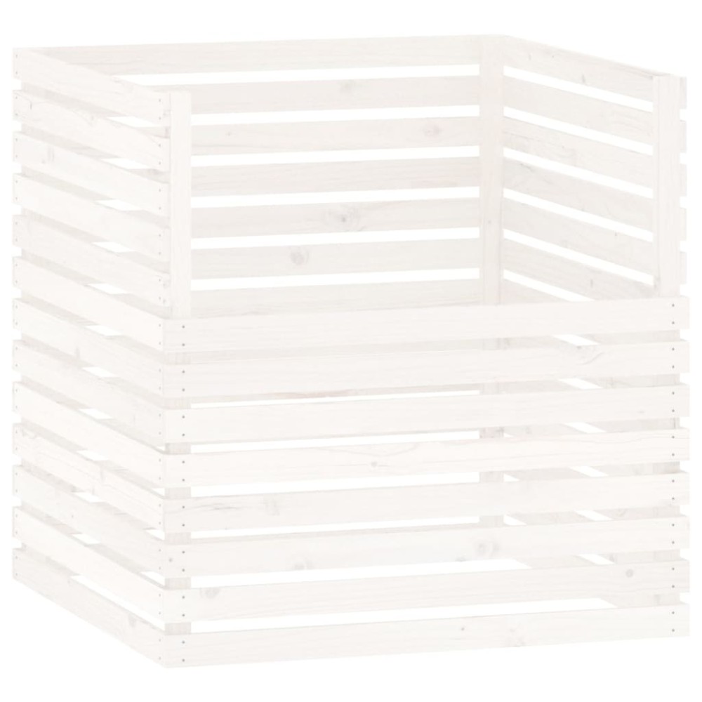 vidaXL Compostor, alb, 100x100x102 cm, lemn masiv de pin
