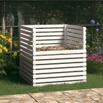 vidaXL Compostor, alb, 100x100x102 cm, lemn masiv de pin vidaXL Compostor, alb, 100x100x102 cm, lemn masiv de pin