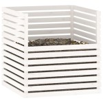 vidaXL Compostor, alb, 100x100x102 cm, lemn masiv de pin vidaXL Compostor, alb, 100x100x102 cm, lemn masiv de pin