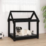 vidaXL Pat pentru câini, negru, 71x55x70 cm, lemn masiv de pin vidaXL Pat pentru câini, negru, 71x55x70 cm, lemn masiv de pin