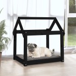vidaXL Pat pentru câini, negru, 71x55x70 cm, lemn masiv de pin vidaXL Pat pentru câini, negru, 71x55x70 cm, lemn masiv de pin