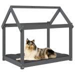 vidaXL Pat pentru câini, gri, 101 x 70 x 90 cm, lemn masiv de pin vidaXL Pat pentru câini, gri, 101 x 70 x 90 cm, lemn masiv de pin