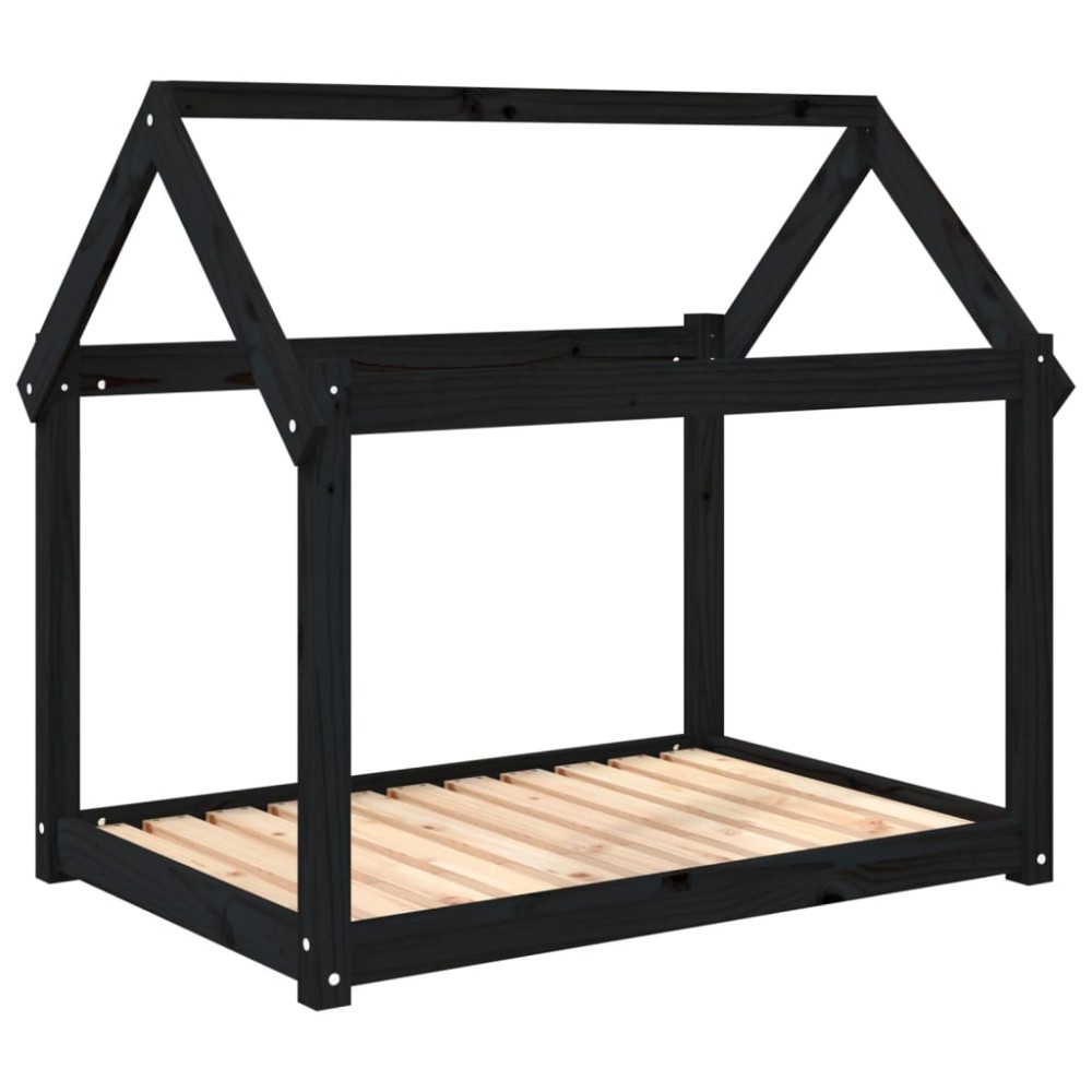 vidaXL Pat pentru câini, negru, 101x70x90 cm, lemn masiv de pin