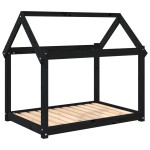 vidaXL Pat pentru câini, negru, 101x70x90 cm, lemn masiv de pin vidaXL Pat pentru câini, negru, 101x70x90 cm, lemn masiv de pin