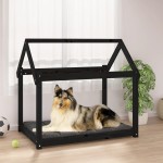 vidaXL Pat pentru câini, negru, 101x70x90 cm, lemn masiv de pin vidaXL Pat pentru câini, negru, 101x70x90 cm, lemn masiv de pin