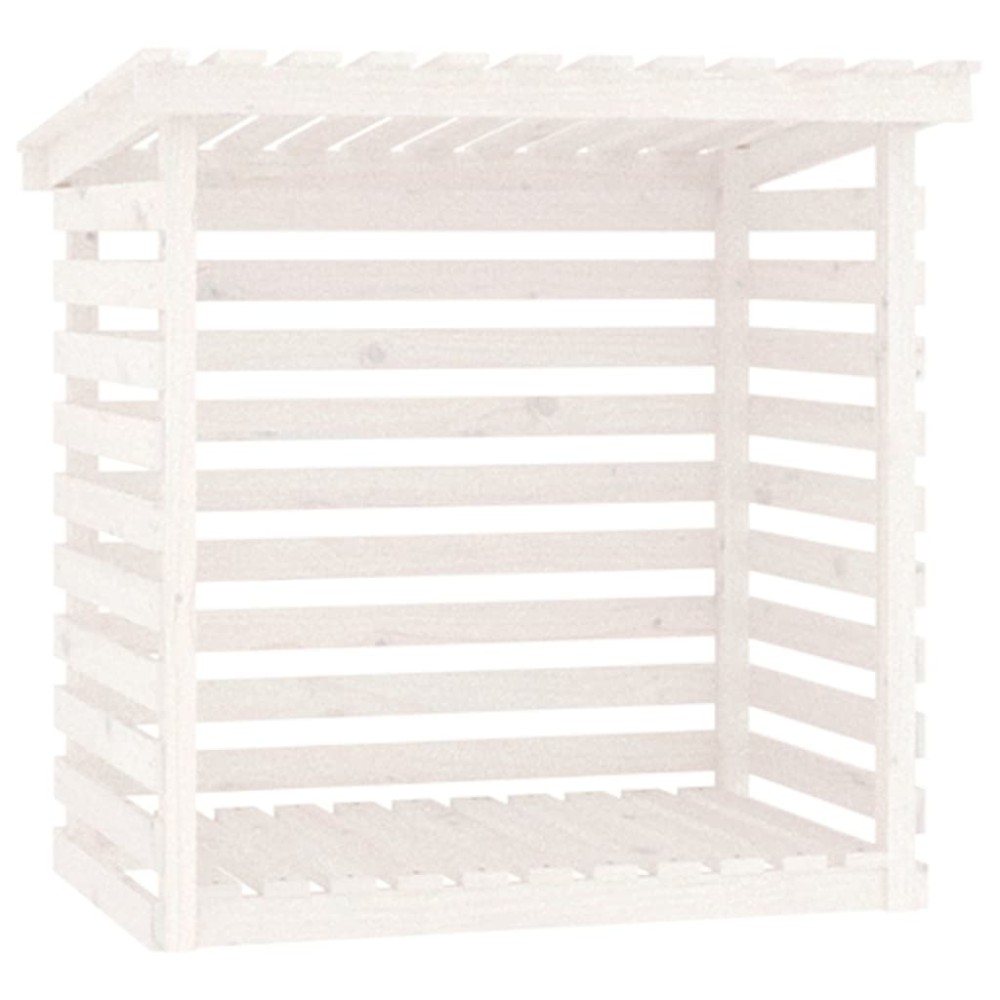 vidaXL Rastel pentru lemne de foc, alb, 108x73x108 cm, lemn masiv pin
