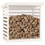 vidaXL Rastel pentru lemne de foc, alb, 108x73x108 cm, lemn masiv pin vidaXL Rastel pentru lemne de foc, alb, 108x73x108 cm, lemn masiv pin