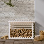 vidaXL Rastel pentru lemne de foc, alb, 108x73x79 cm, lemn masiv pin vidaXL Rastel pentru lemne de foc, alb, 108x73x79 cm, lemn masiv pin