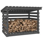 vidaXL Rastel pentru lemne de foc, gri, 108x73x79 cm, lemn masiv pin vidaXL Rastel pentru lemne de foc, gri, 108x73x79 cm, lemn masiv pin