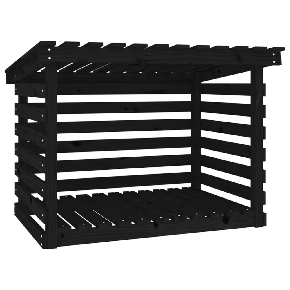 vidaXL Rastel pentru lemne de foc, negru, 108x73x79 cm lemn masiv pin