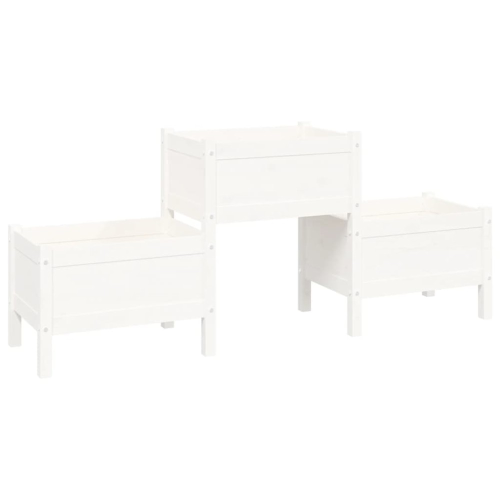 vidaXL Jardinieră, alb, 178,5x44x75 cm, lemn masiv de pin