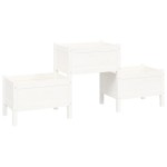 vidaXL Jardinieră, alb, 178,5x44x75 cm, lemn masiv de pin