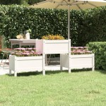 vidaXL Jardinieră, alb, 178,5x44x75 cm, lemn masiv de pin