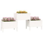 vidaXL Jardinieră, alb, 178,5x44x75 cm, lemn masiv de pin